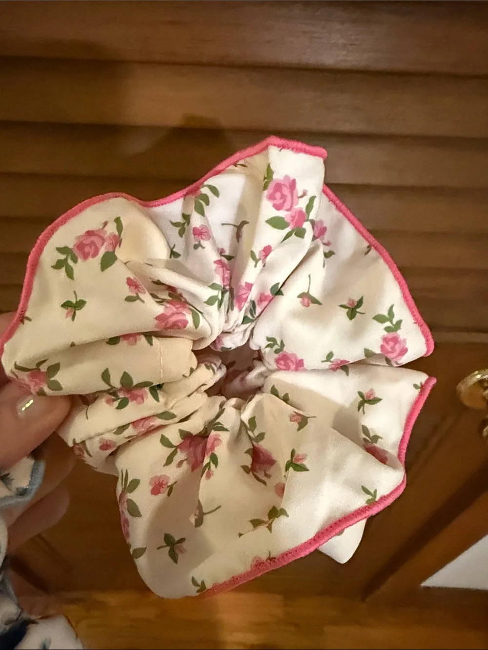 Kids Floral Hair Scrunchie Duo — Blue & Pink